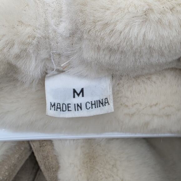 John Weitz Vintage Suede Jacket Coat Faux Fur Leather Sued Tan Beige Size M 70s - Picture 6 of 10